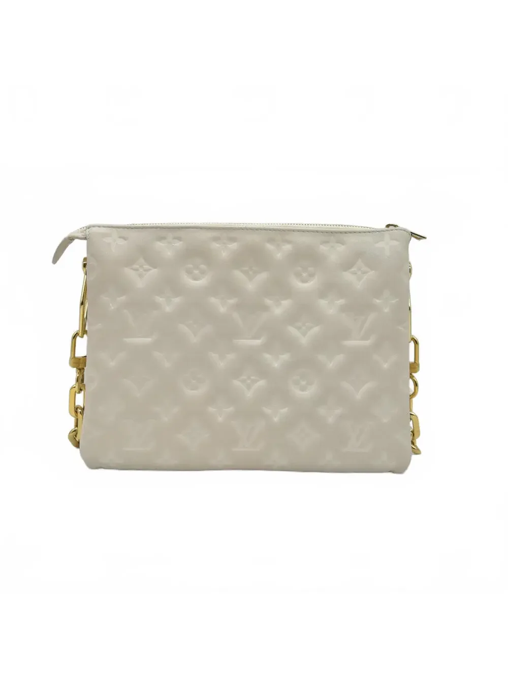 $4950 Louis Vuitton Lambskin Embossed Monogram Coussin PM